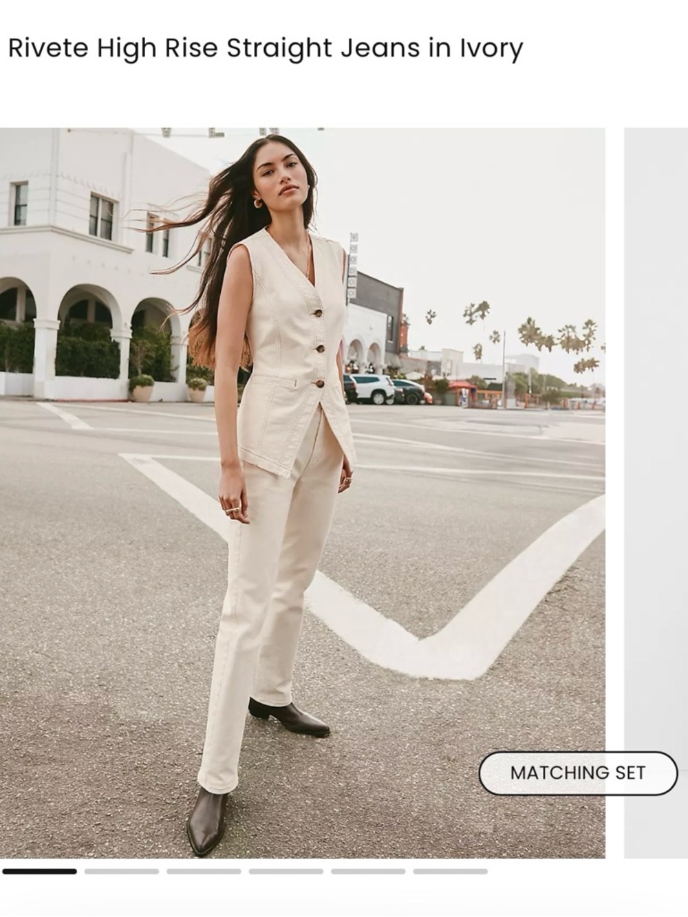 High-Rise Straight Jeans in Ivory